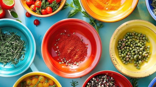 Miseczki z kolorowymi przyprawami